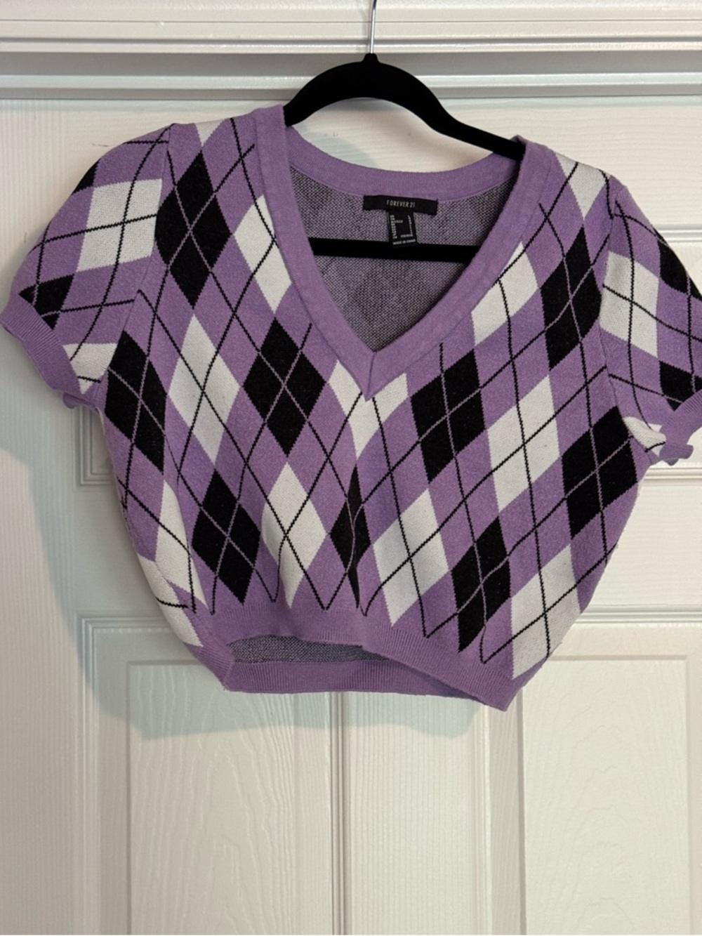 Forever 21 Lavender Argyle Crop Top & Mini Skirt Set - Picture 2 of 8